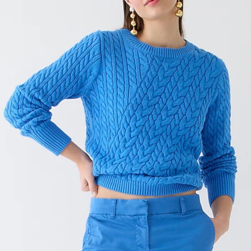 BNWT J Crew Diagonal cable knit sweater - Salt Spray - size S / Small - Picture 3 of 6